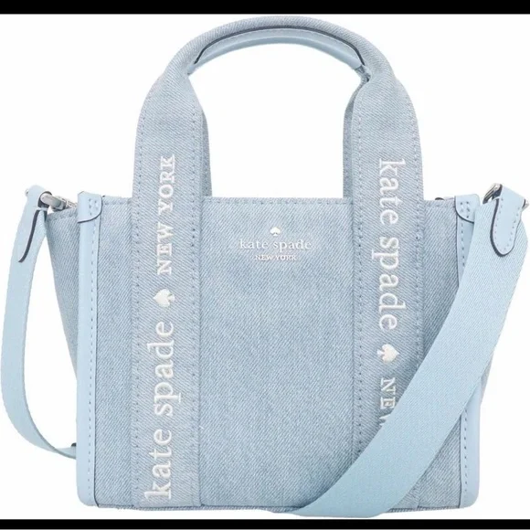 Kate spade Light Blue Denim ⭐️Sold OUT⭐️ Mini Tote with Logo Straps - Picture 1 of 4